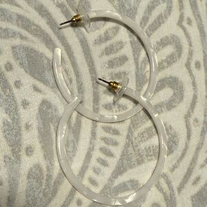 White Tortoise Shell Hoop Earrings